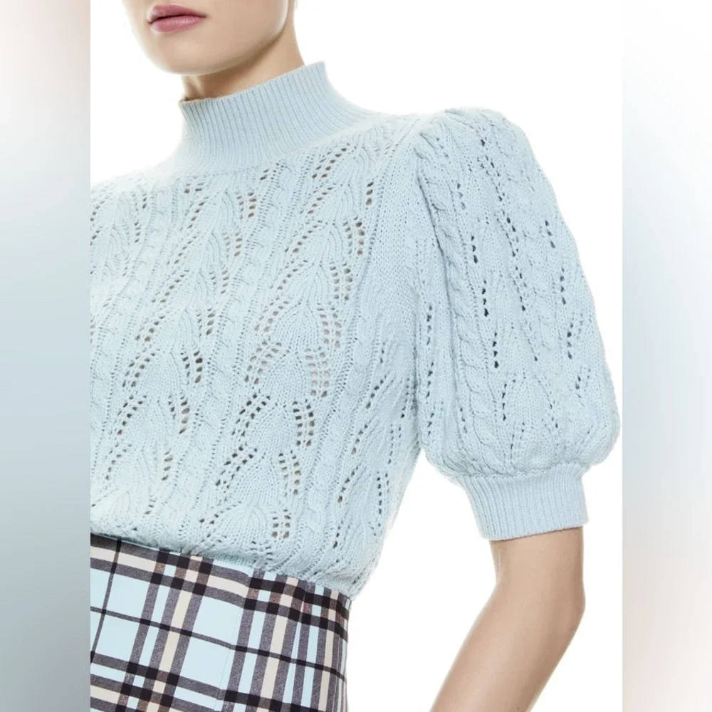 Alice +Olivia Kyoko Puff Sleeve Pullover Sweater S - Picture 5 of 17